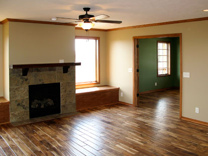 Great Room with custom wood floors